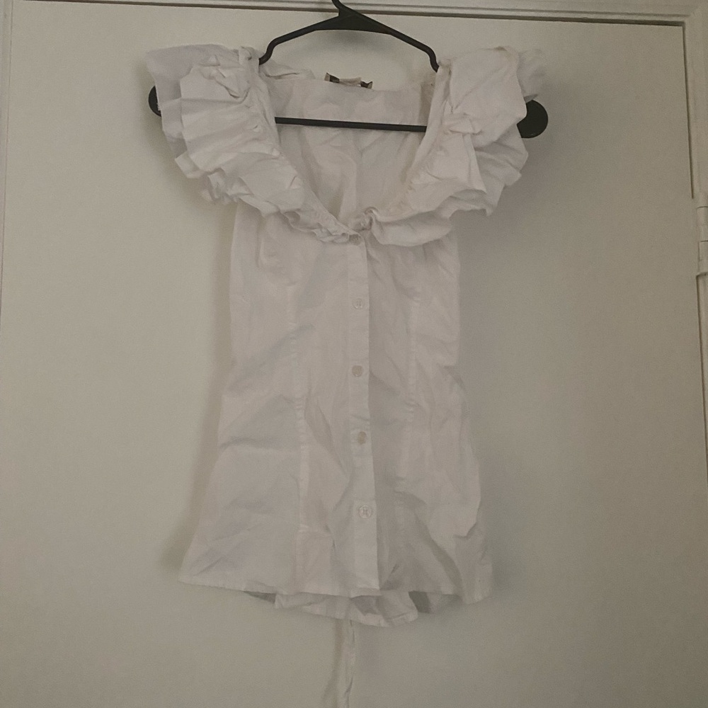 Arden B White Ruffled Blouse